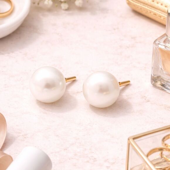 Source Unknown Jewelry - 10mm Cultured Pearl Sterling Vermeil Stud Earrings 925